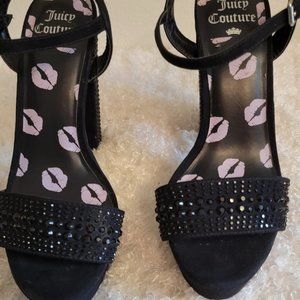 New Juicy Couture Women's Trice Black Rhinestone Platform High Heels - Size 8.5M